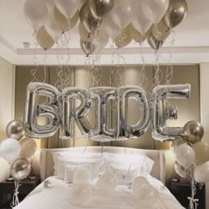 bride to be silver balloons decor