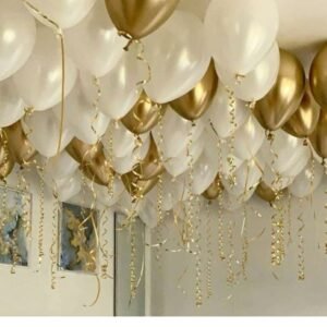 white and gold ceiling balloons in UAE