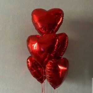 Red Heart Foil Balloons Bouquet in dubai