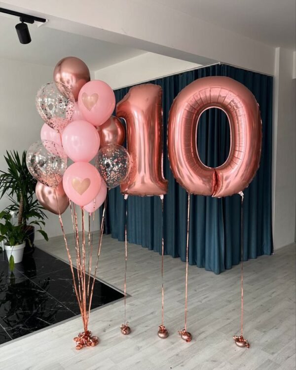 Rose Gold balloons Bouquet number 10 in dubai