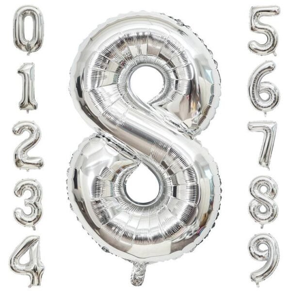 Silver Number Foil Balloon in dubai