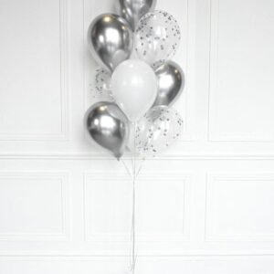 White and Silver Balloons Bouquet in Dubai