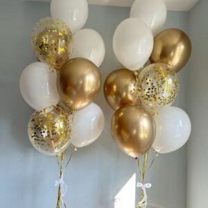 White Gold Confetti Balloons Bunch in Dubai