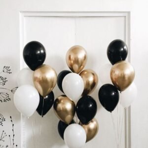 Black Gold and White balloons Bouquet Dubai