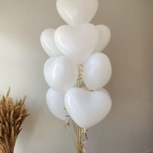 White Heart Balloons Bouquet in Dubai