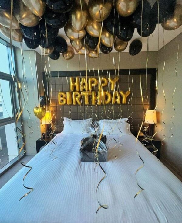 Gold Birthday Room Decorations in dubai